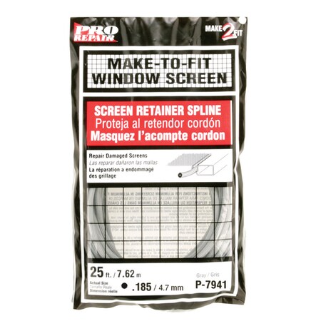 Prime-Line Spline Screen0.19X25'Gry P7941